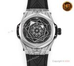 Swiss Quartz Fake Hublot Watches Big Bang Sang Bleu 45mm Black Skeleton Watches